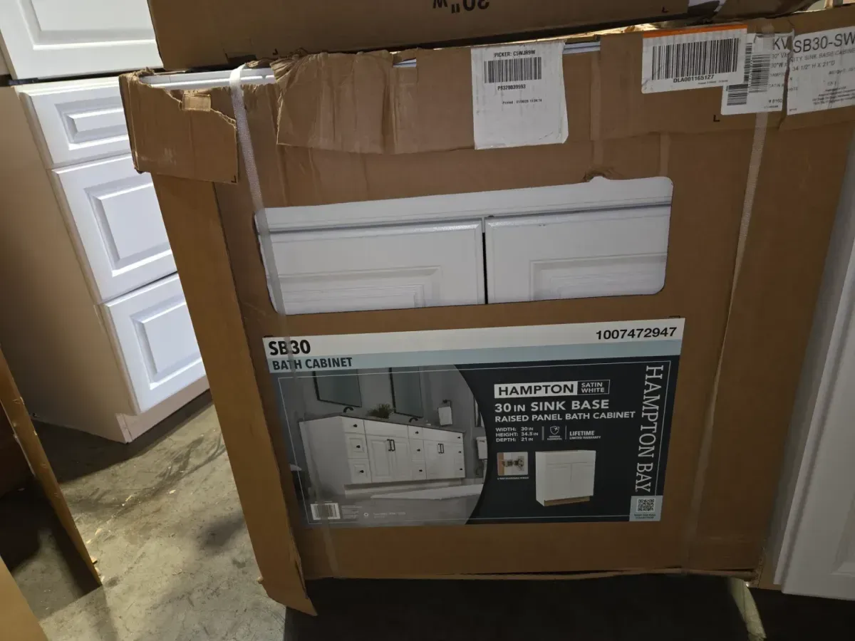 Lot of Assorted Hampton Bay Kitchen & Bath Cabinets (Satin White) - image 3