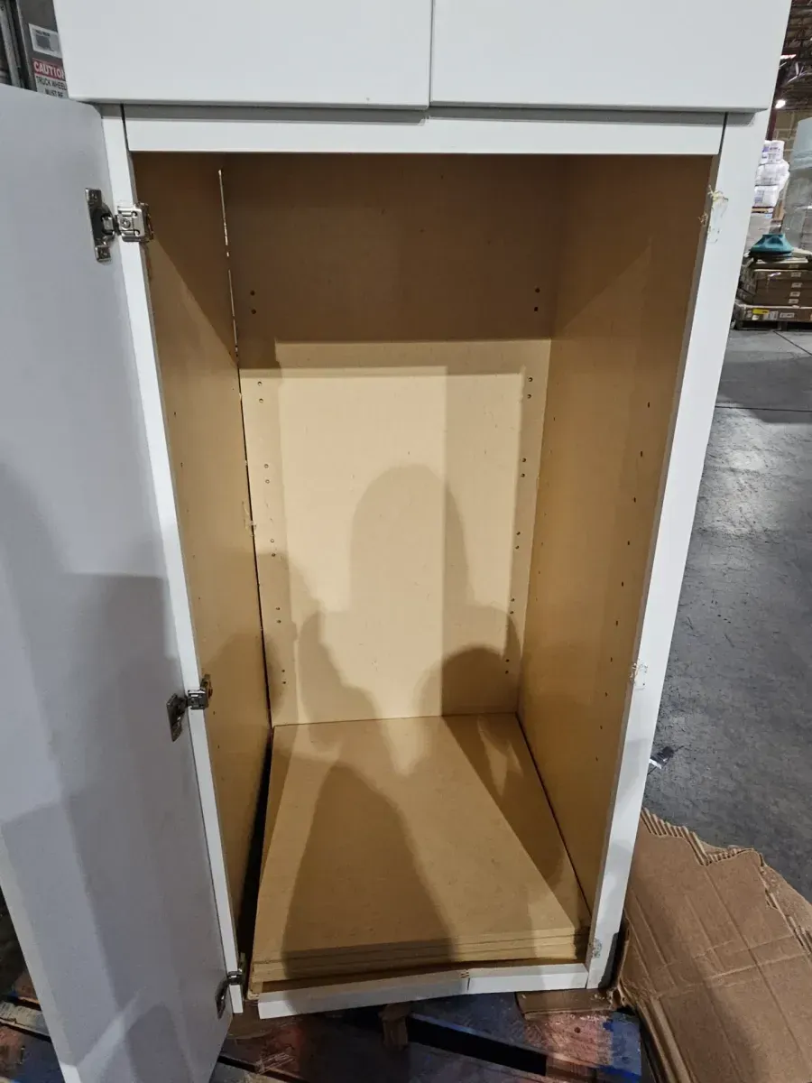 ***The bottom left door is damaged*** Hargrove 24 in. W x 24 in. D x 96 in. H Assembled Plywood Pantry Kitchen Cabinet in Vesper White with Soft Close - image 2