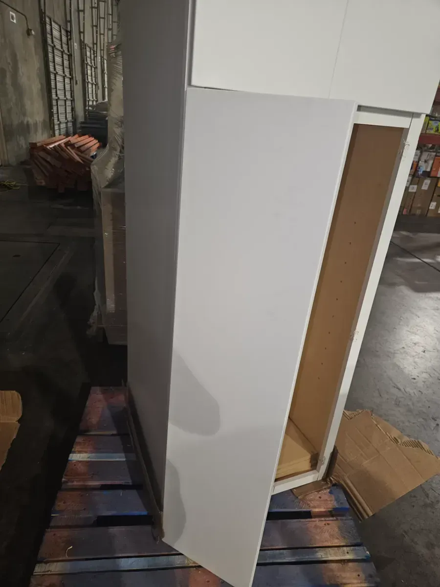 ***The bottom left door is damaged*** Hargrove 24 in. W x 24 in. D x 96 in. H Assembled Plywood Pantry Kitchen Cabinet in Vesper White with Soft Close - image 3