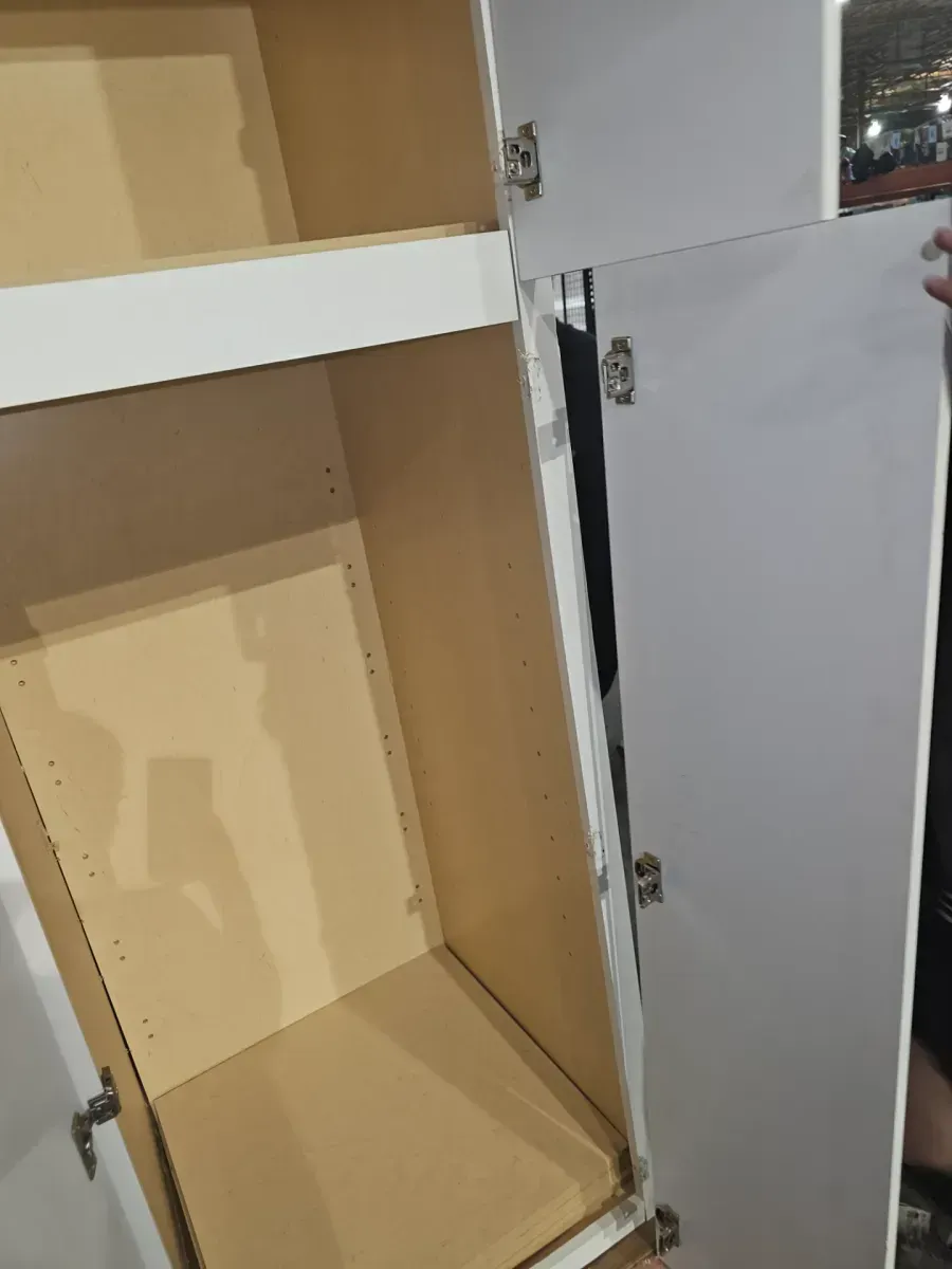 ***The bottom left door is damaged*** Hargrove 24 in. W x 24 in. D x 96 in. H Assembled Plywood Pantry Kitchen Cabinet in Vesper White with Soft Close - image 8