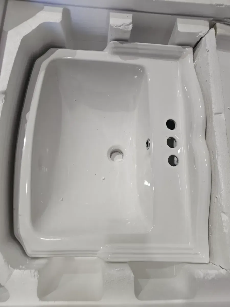 23 in. White Vitreous China Rectangular Pedestal Bathroom Sink With Overflow - image 2