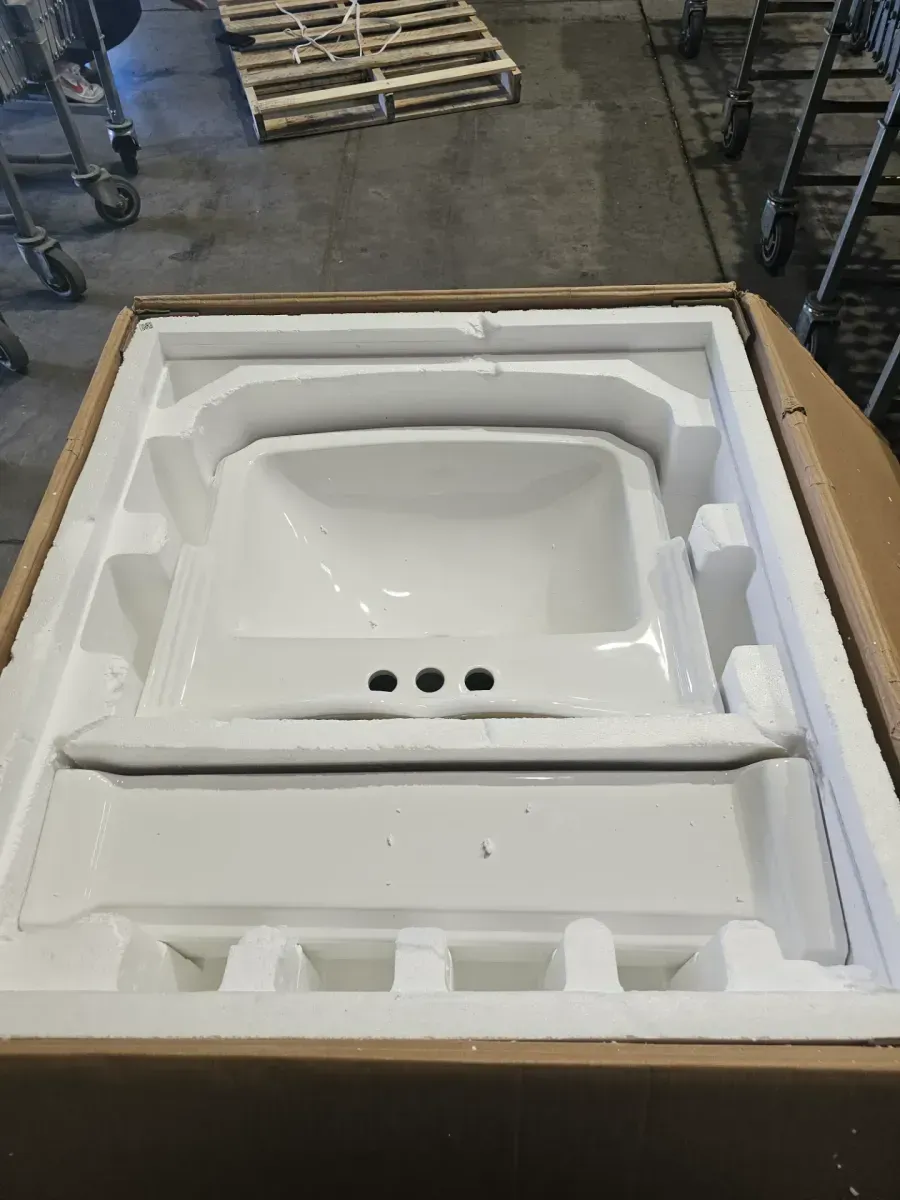 23 in. White Vitreous China Rectangular Pedestal Bathroom Sink With Overflow - image 5