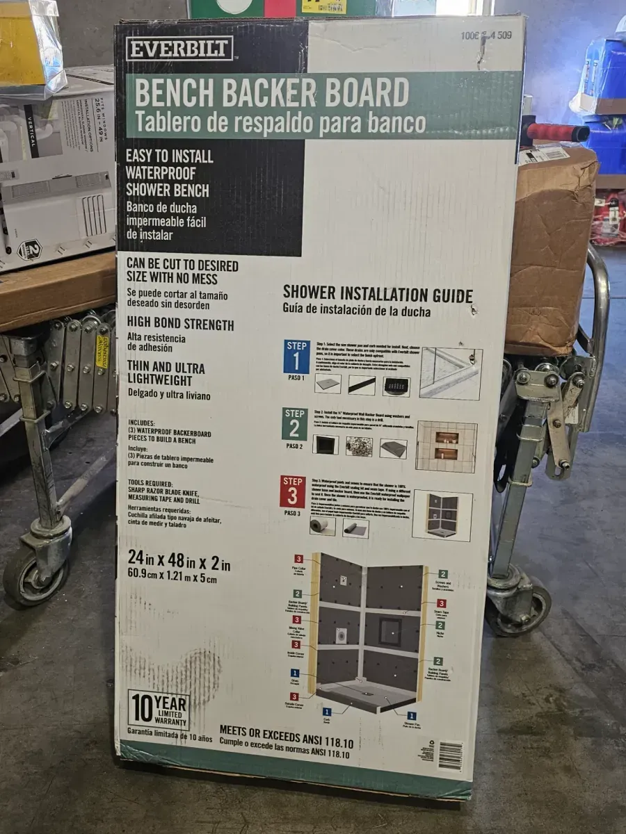 Watershield Shower System 24 in. x 48 in. x 2 in. XPS Waterproof Backer Board for Rectangular Shower Benches - image 5