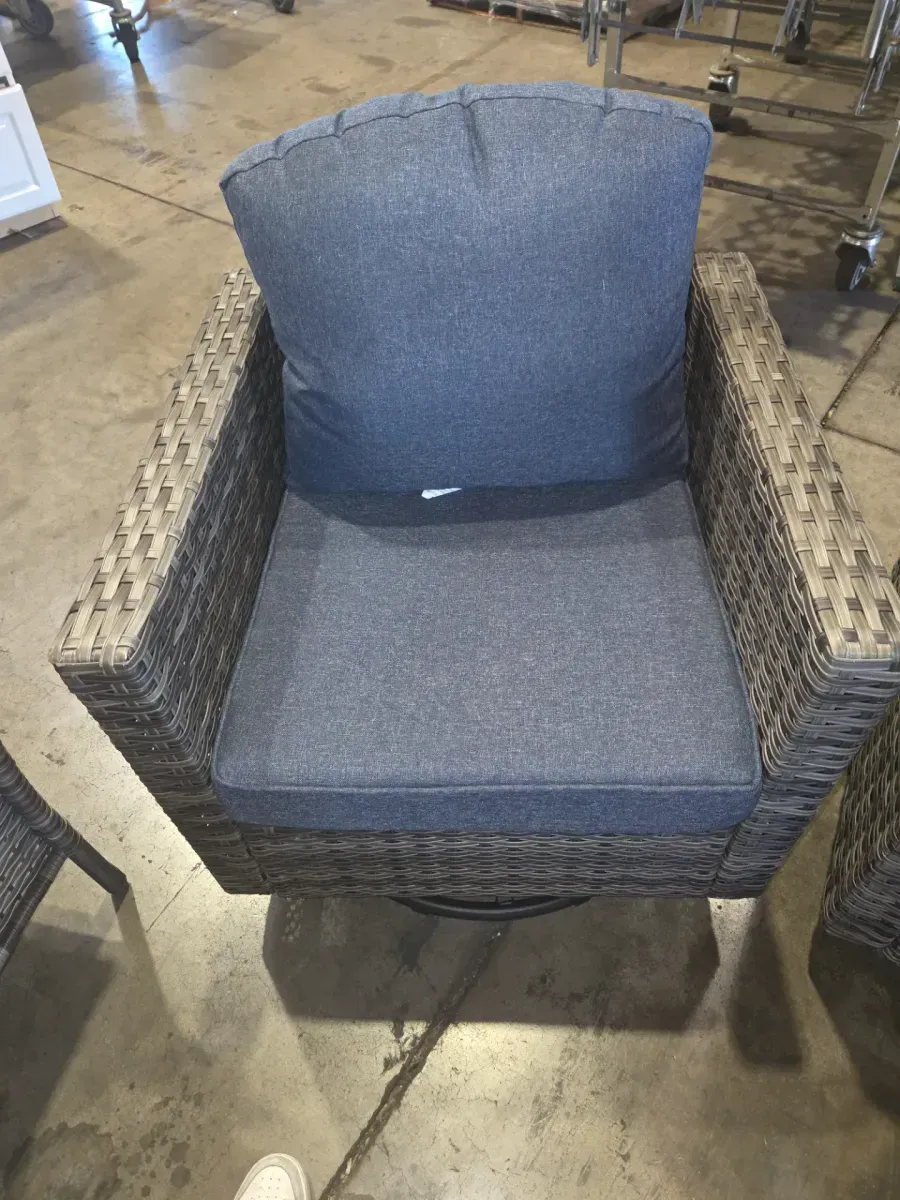 7-Piece Wicker Patio Conversation Set with Blue Cushions - image 6