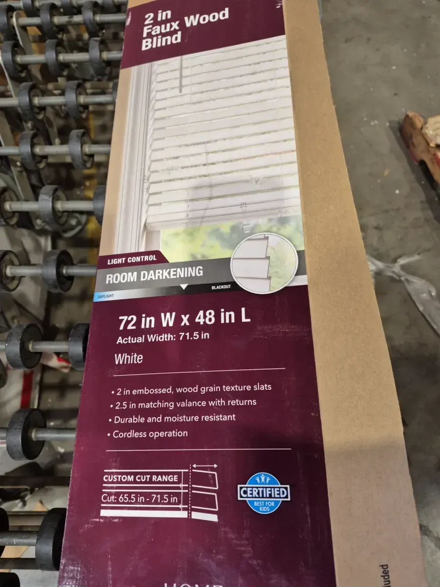 White Cordless Faux Wood Blinds for Windows with 2 in. Slats - 72 in. W x 48 in. L (Actual Size 71.5 in. W x 48 in. L) - image 4