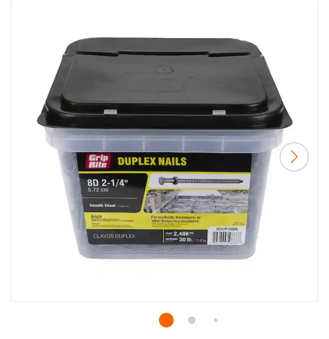 30 lb Tub of 8D 2-1/4" Duplex Nails for Forming & Scaffolding - image 1