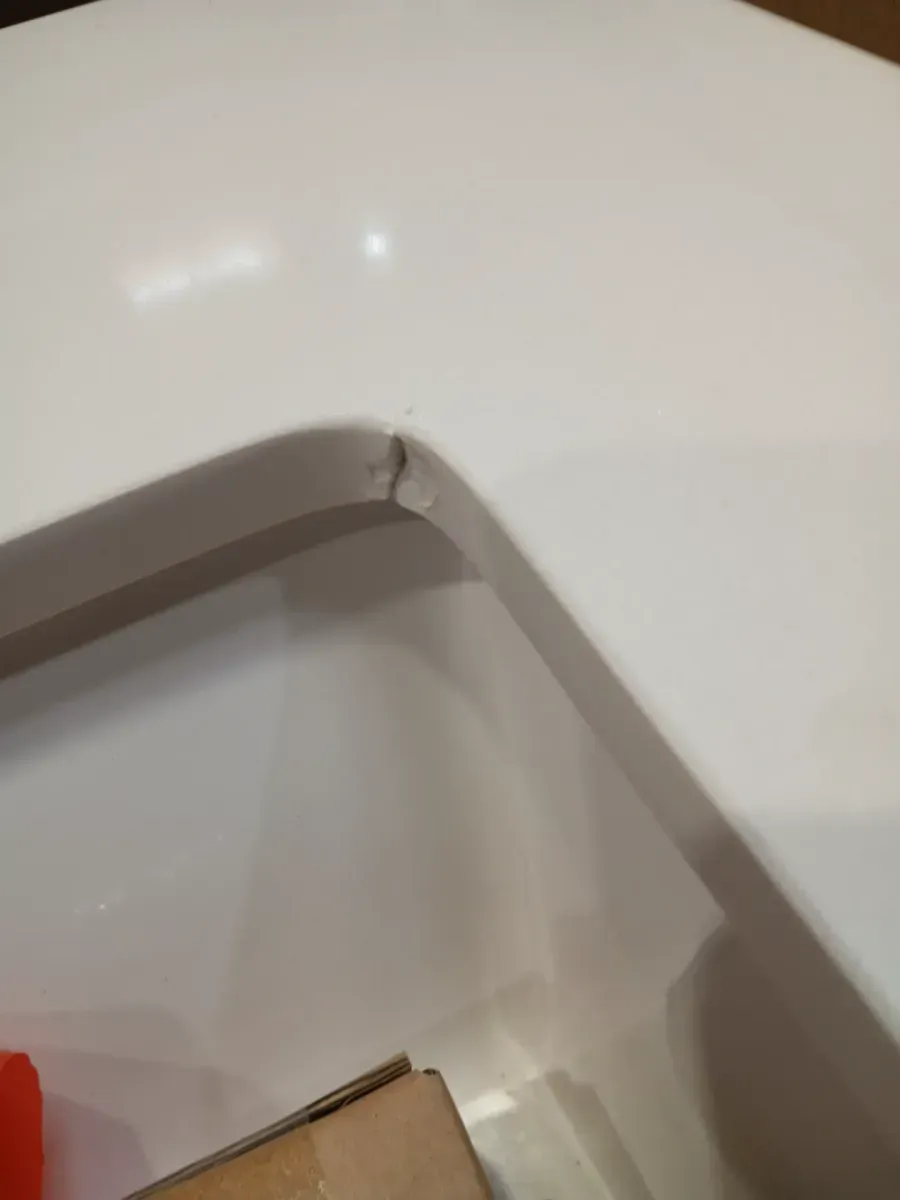 ***sink has  tiny crack Doveton 36 in. Single Sink Freestanding Sage Green Bath Vanity with White Engineered Stone Top (Assembled) - image 4