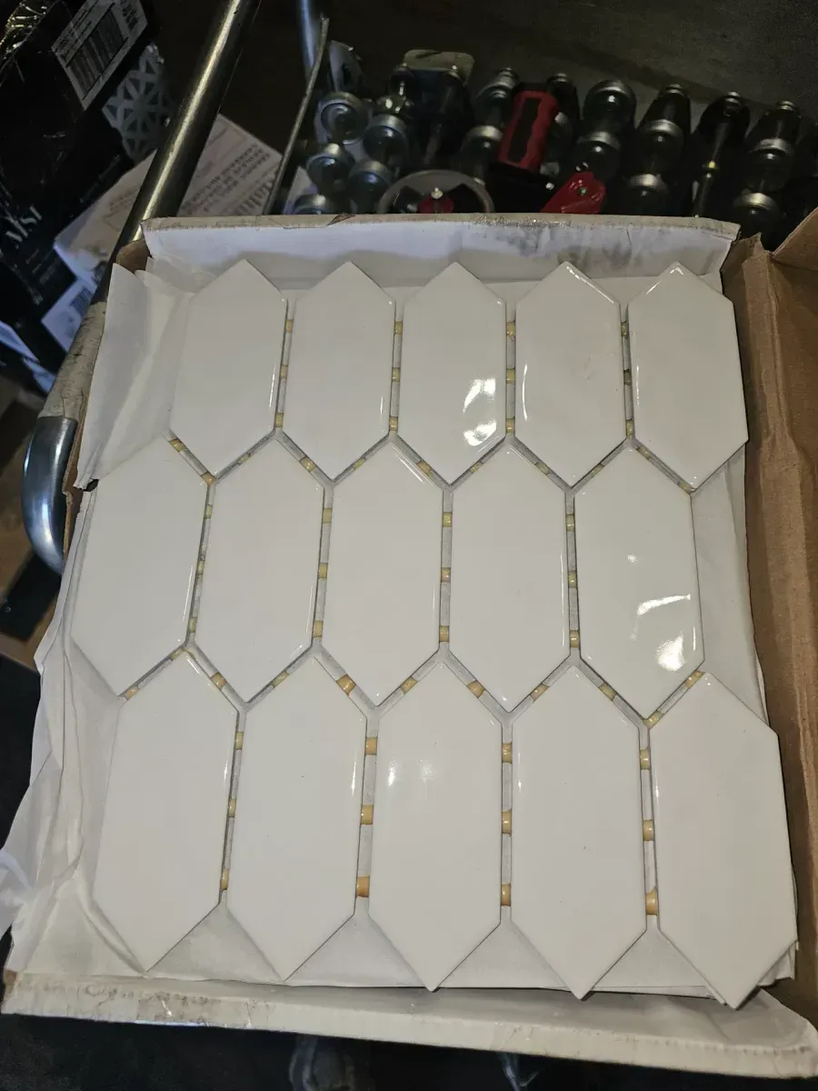 LuxeCraft White 11 in. x 12 in. Glazed Ceramic Picket Mosaic Tile (8.76 sq. ft./Case) - image 2