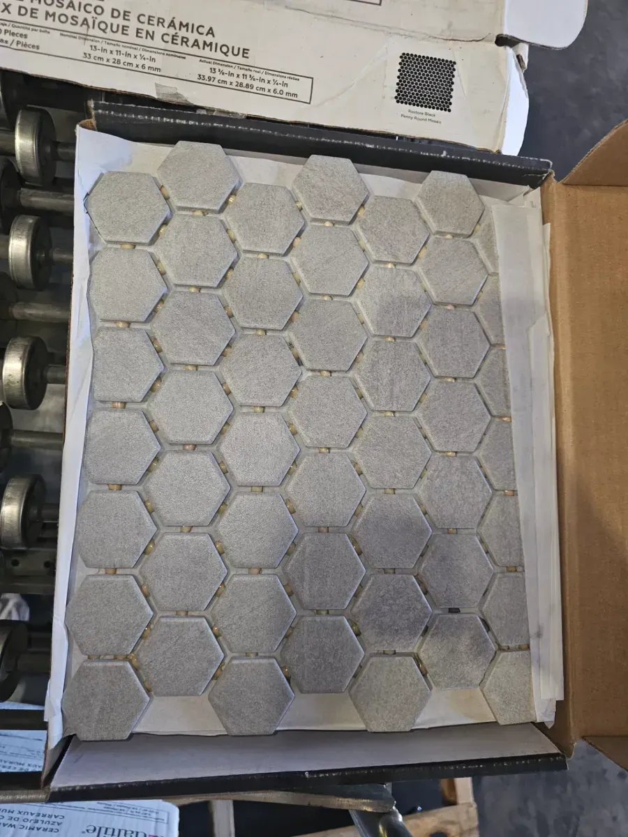 Nova Falls Gray 10 in. x 12 in. Glazed Ceramic Hexagon Mosaic Tile (9.72 sq. ft./Case) - image 2