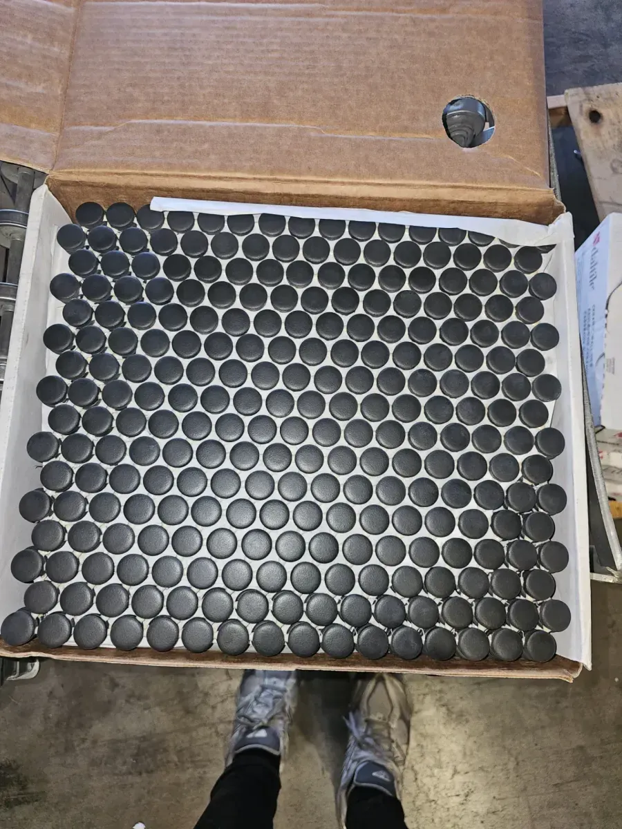 Restore Black 11 in. x 13 in. Matte Ceramic Penny Round Mosaic Floor and Wall Tile (10.6 sq. ft./Case) - image 2