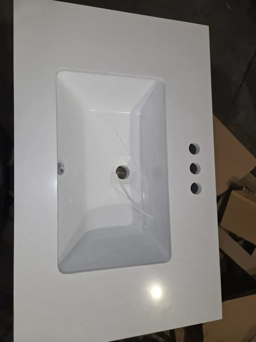 Doveton 30 in. Single Sink Freestanding Sage Green Bath Vanity with White Engineered Stone Top (Assembled) - image 2