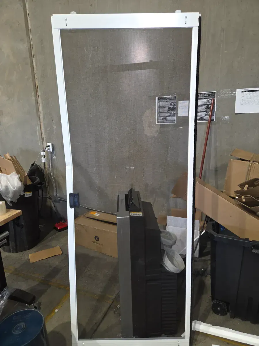 30 in. x 80 in. Adjustable Fit White Metal Steel Sliding Patio Screen Door - image 4