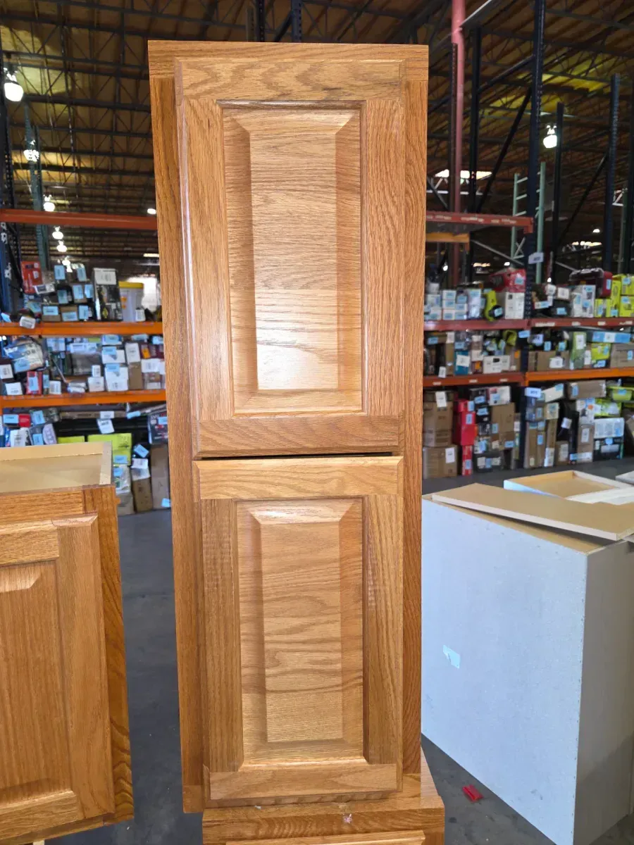 9-Piece Set of Oak Finish Raised Panel Kitchen Cabinets - image 2