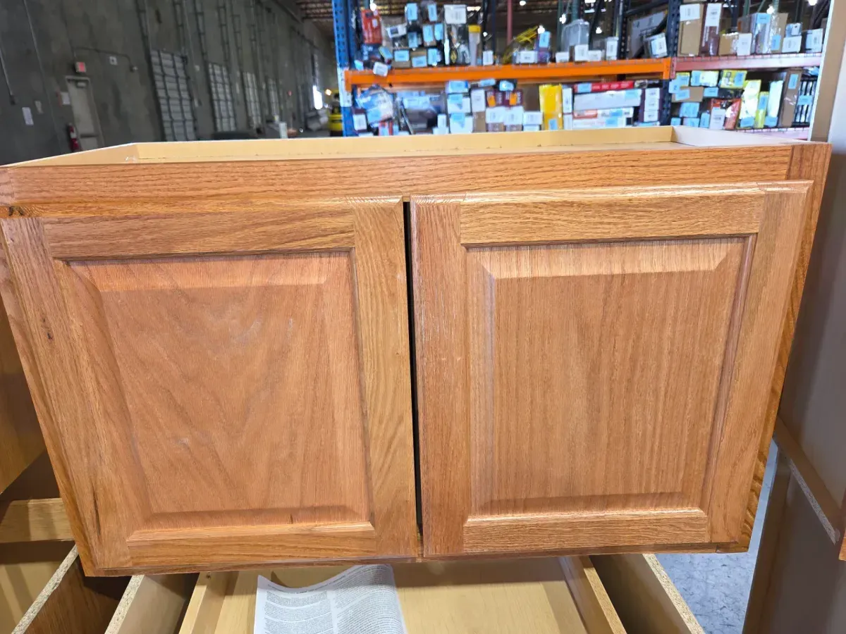 9-Piece Set of Oak Finish Raised Panel Kitchen Cabinets - image 4