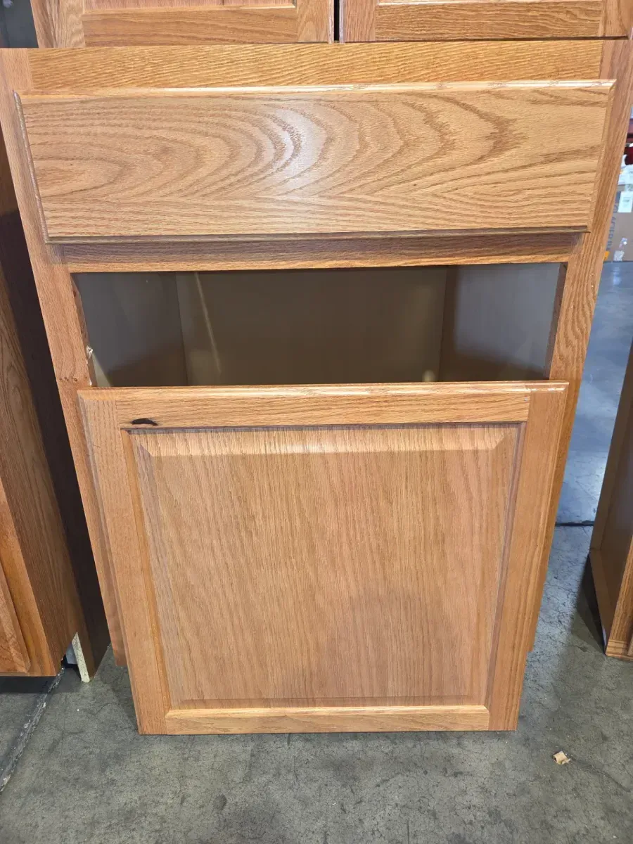 9-Piece Set of Oak Finish Raised Panel Kitchen Cabinets - image 5