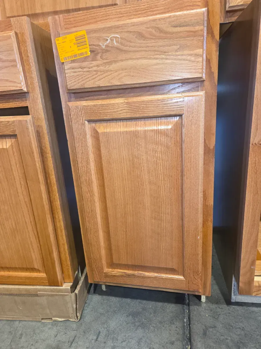 9-Piece Set of Oak Finish Raised Panel Kitchen Cabinets - image 7