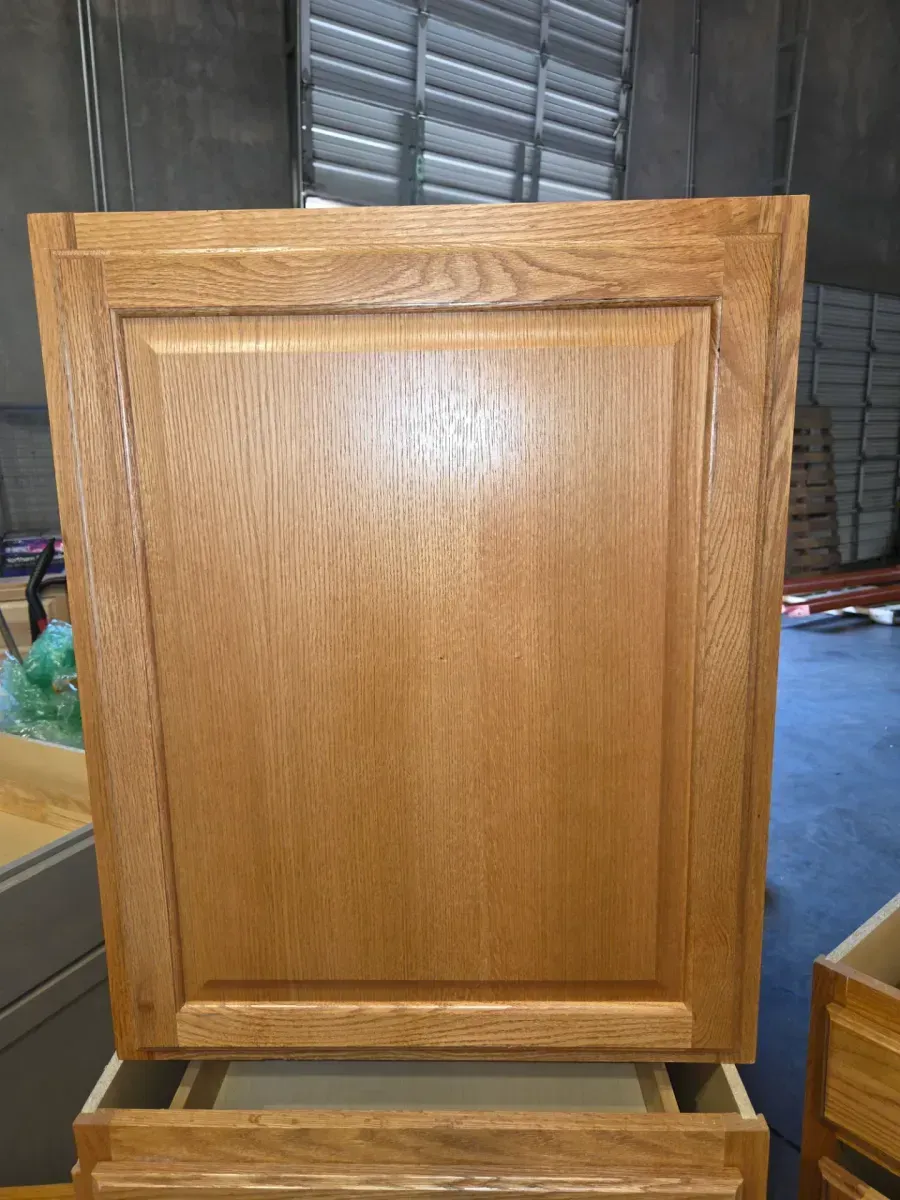 9-Piece Set of Oak Finish Raised Panel Kitchen Cabinets - image 12