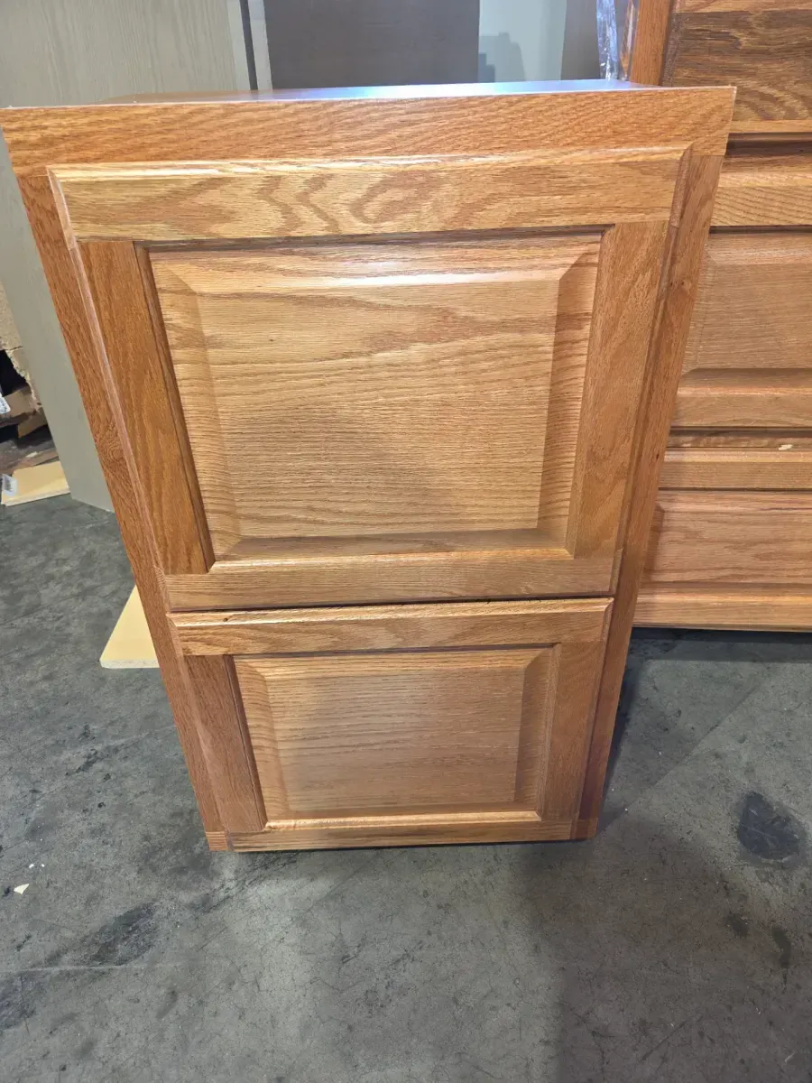 9-Piece Set of Oak Finish Raised Panel Kitchen Cabinets - image 15