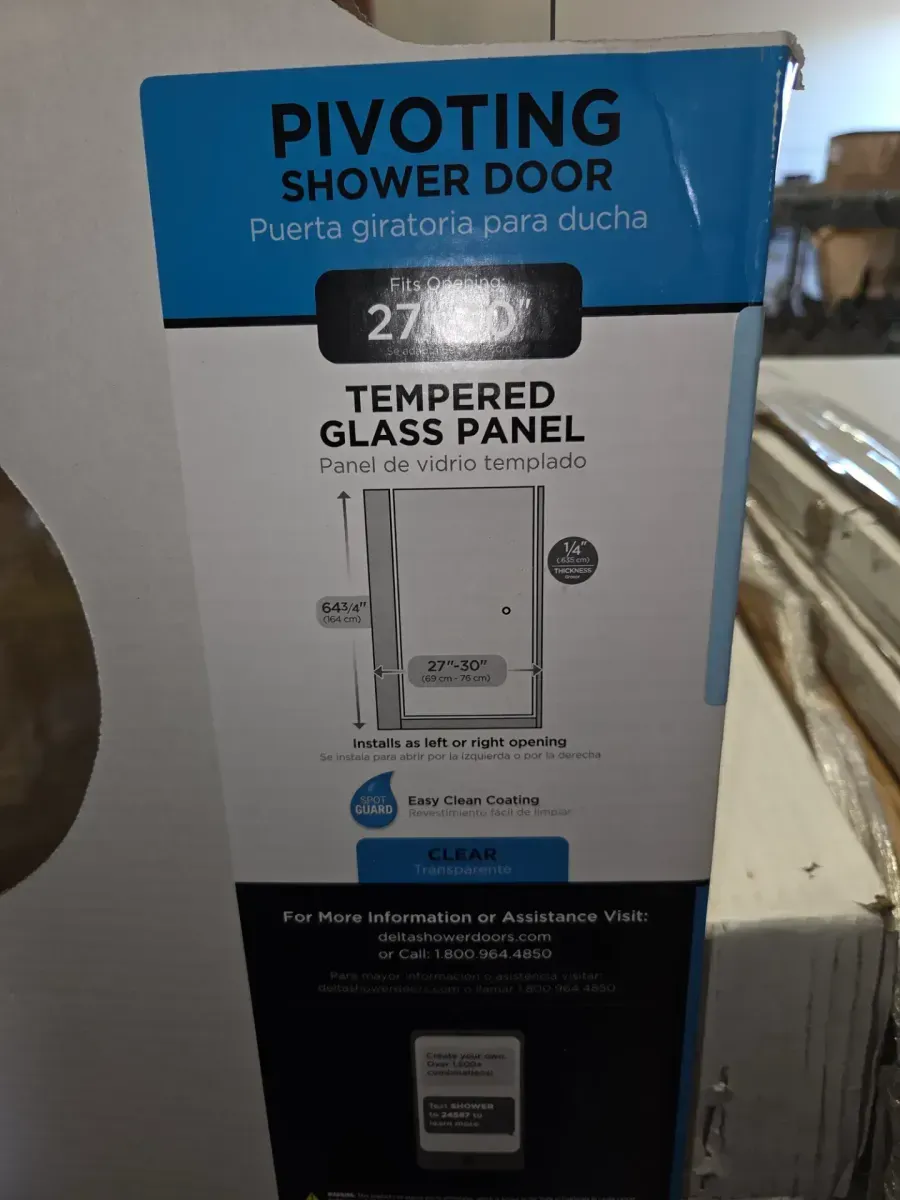 24-3/8 in. x 63-1/8 in. x 1/4 in. (6mm) Frameless Pivoting Shower Door Glass Panel in Clear (For 27-30 in. Doors) - image 5