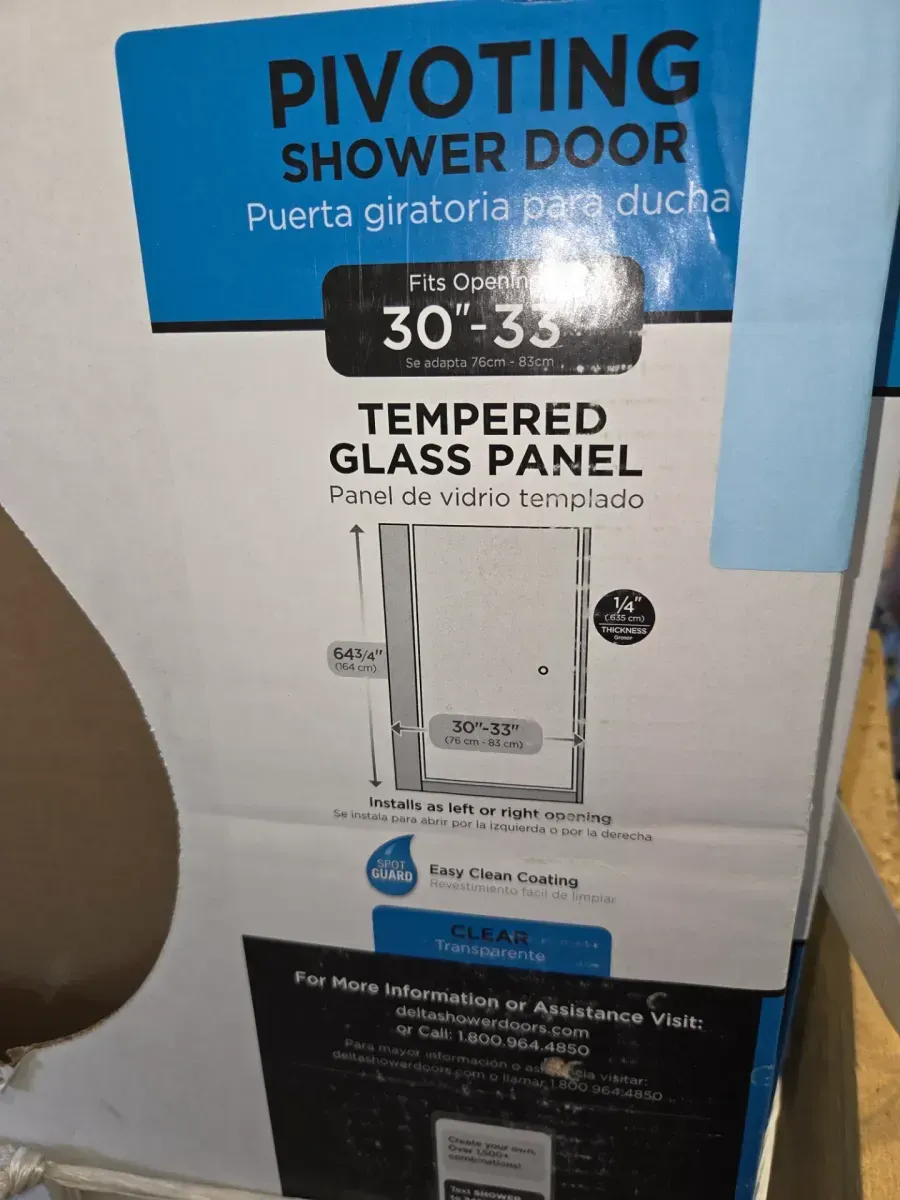 27-3/8 in. x 63-1/8 in. x 1/4 in. (6mm) Frameless Pivoting Shower Door Glass Panel in Clear (For 30-33 in. Doors) - image 5