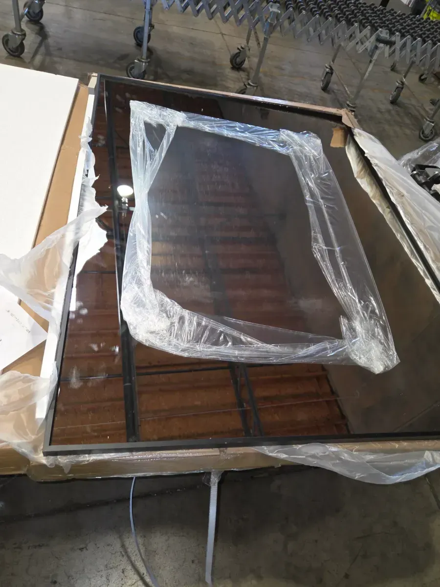 Rectangular Black Metal Framed Bathroom Vanity Mirror - image 1