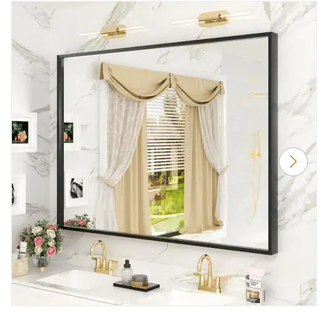 Rectangular Black Metal Framed Bathroom Vanity Mirror - image 4