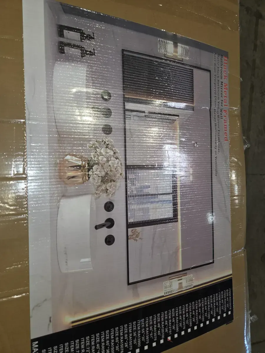 Rectangular Black Metal Framed Bathroom Vanity Mirror - image 5