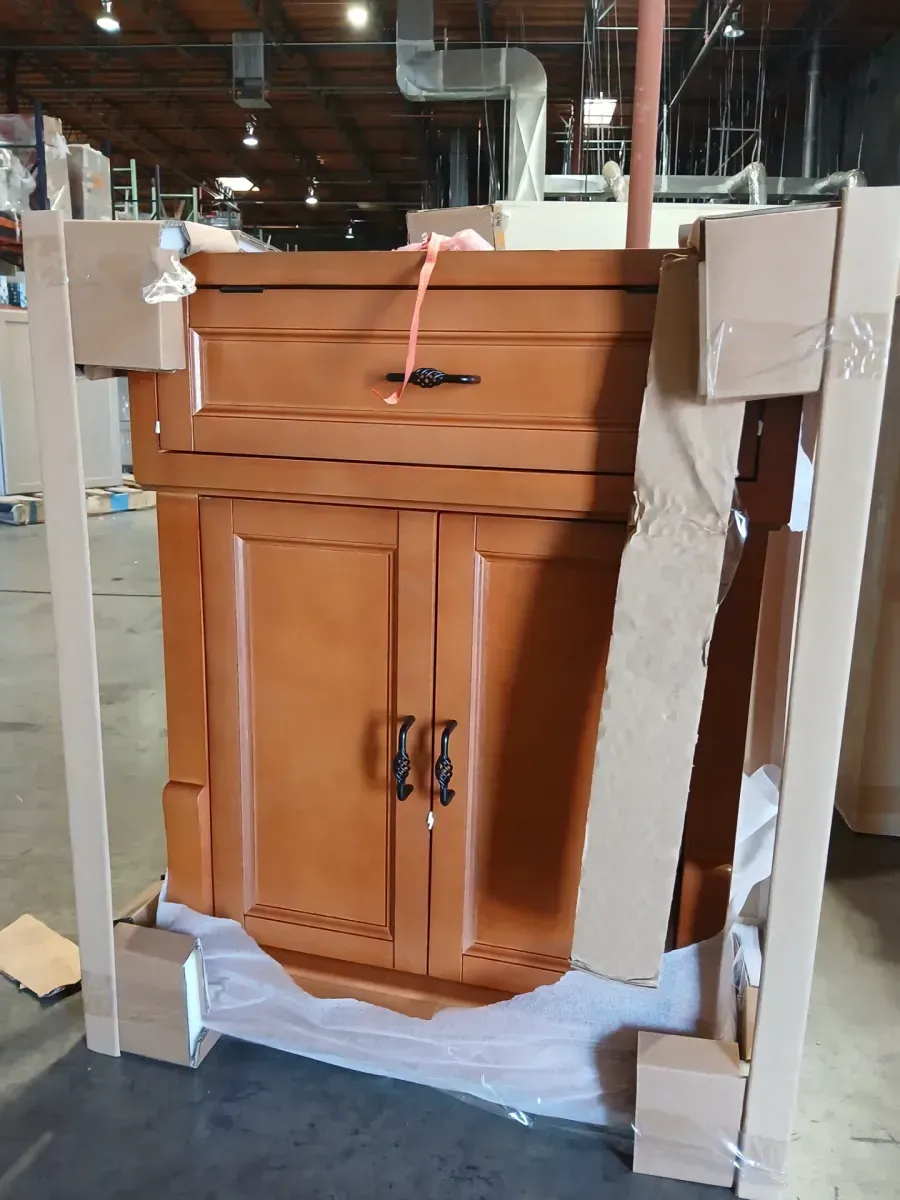 Naples 26.5 in. W x 8 in. D x 32.8 in. H Bathroom Storage Wall Cabinet in Warm Cinnamon - image 3