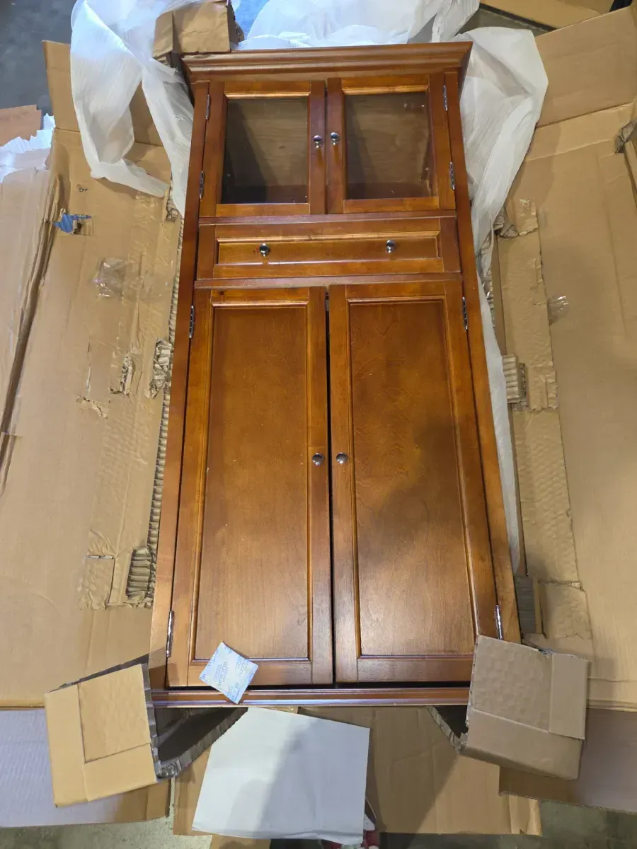 Hampton Harbor 25 in. W x 14 in. D x 53 in. H Brown Freestanding Linen Cabinet - image 2