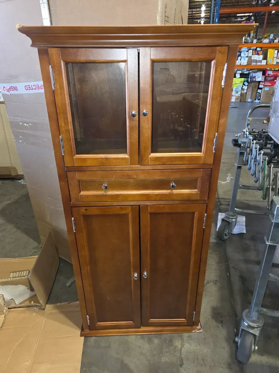 Hampton Harbor 25 in. W x 14 in. D x 53 in. H Brown Freestanding Linen Cabinet - image 3