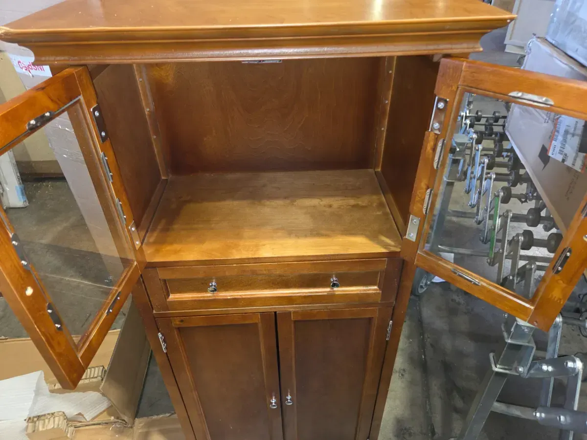 Hampton Harbor 25 in. W x 14 in. D x 53 in. H Brown Freestanding Linen Cabinet - image 5