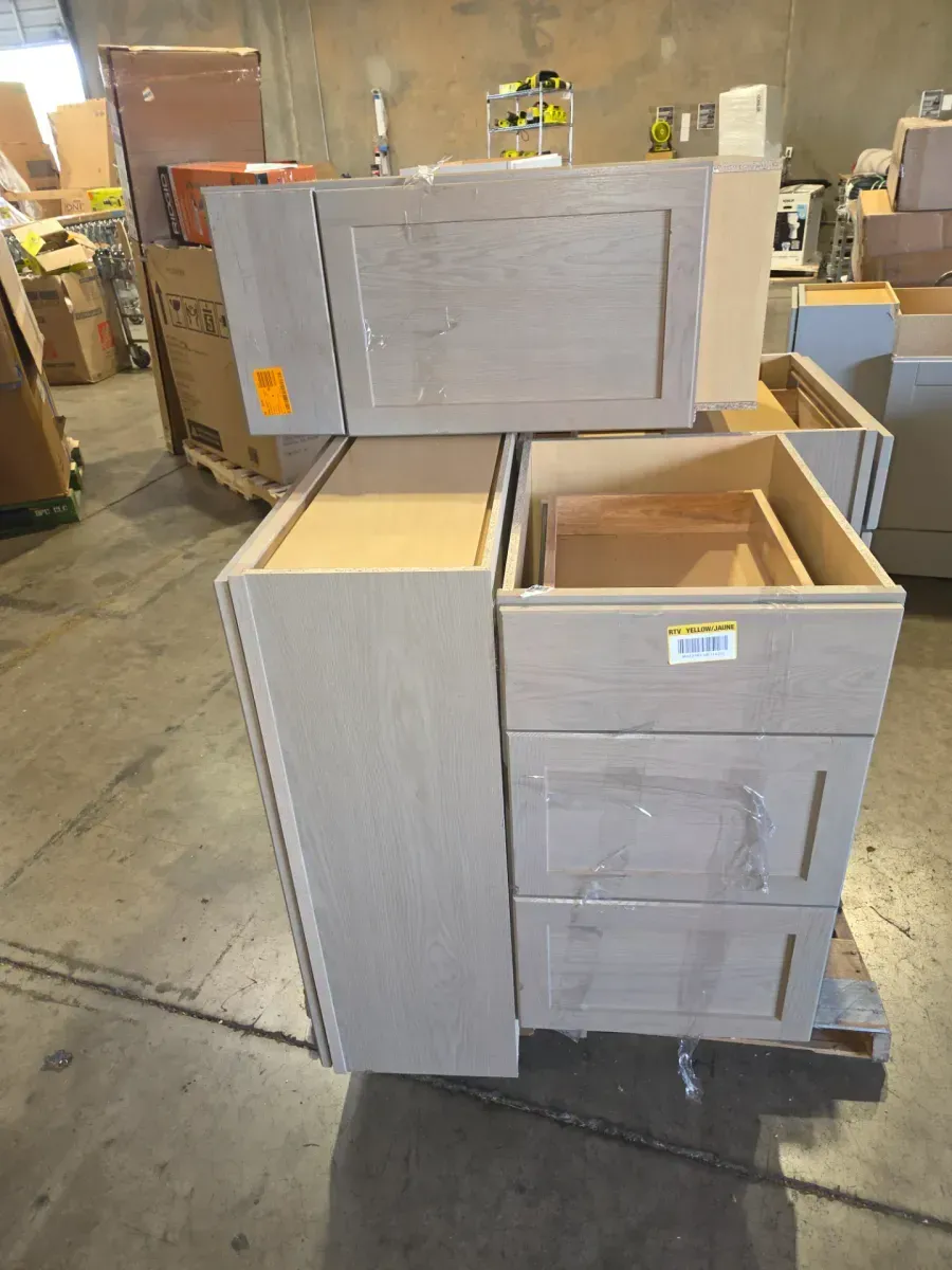 Lot of 5 Assorted Light Oak Finish Kitchen Base Cabinets - image 7