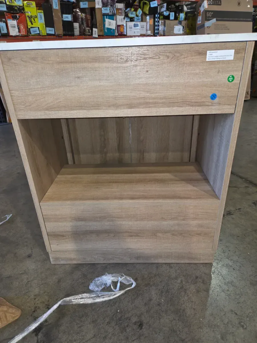 Huckleberry 30 in. Single Sink Freestanding Weathered Tan Bath Vanity with White Engineered Marble Top (Assembled) - image 5