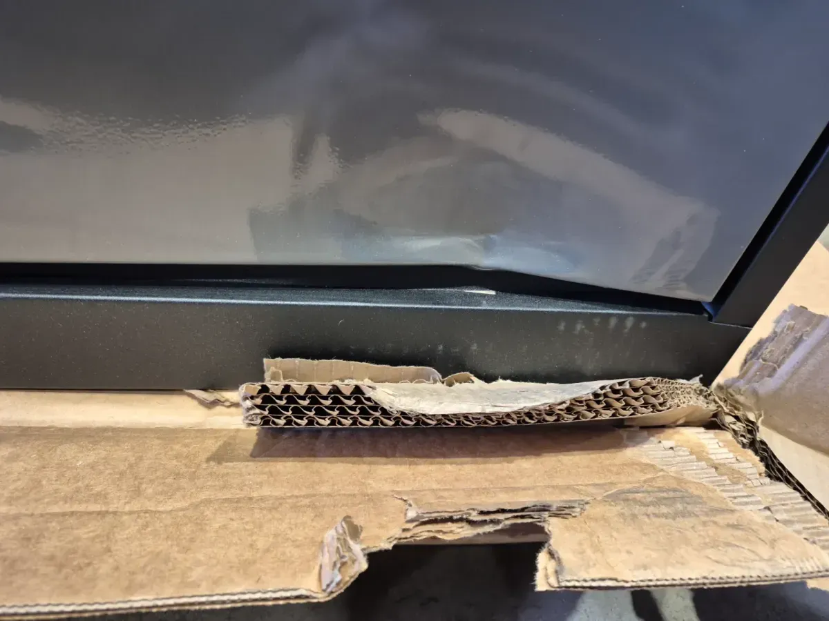 *** It has dents on the back and front... The door is locked, and there is no key.*** Husky Regular Duty 46 in. W x 72 in. H x 24 in. D 4-Shelf 22-Gauge Steel Freestanding Garage Storage Cabinet in Black and Gray - image 2