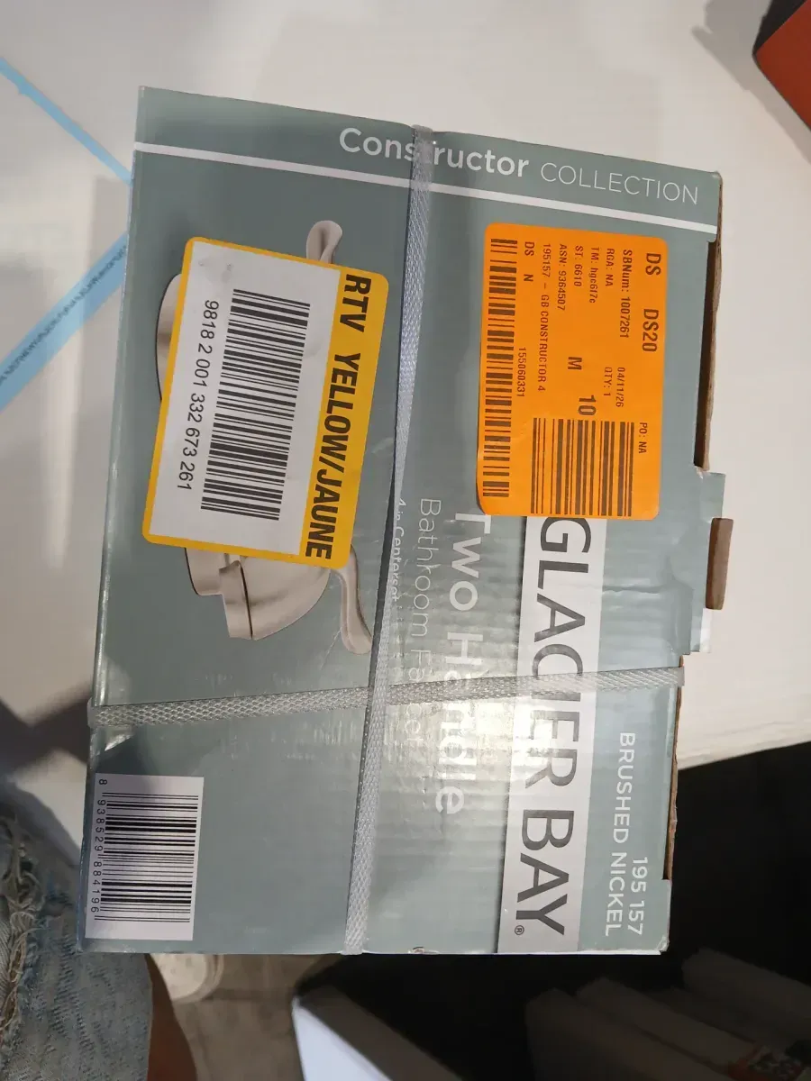 Constructor 4 in. Centerset Double Handle Low-Arc Bathroom Faucet in Brushed Nickel - image 3