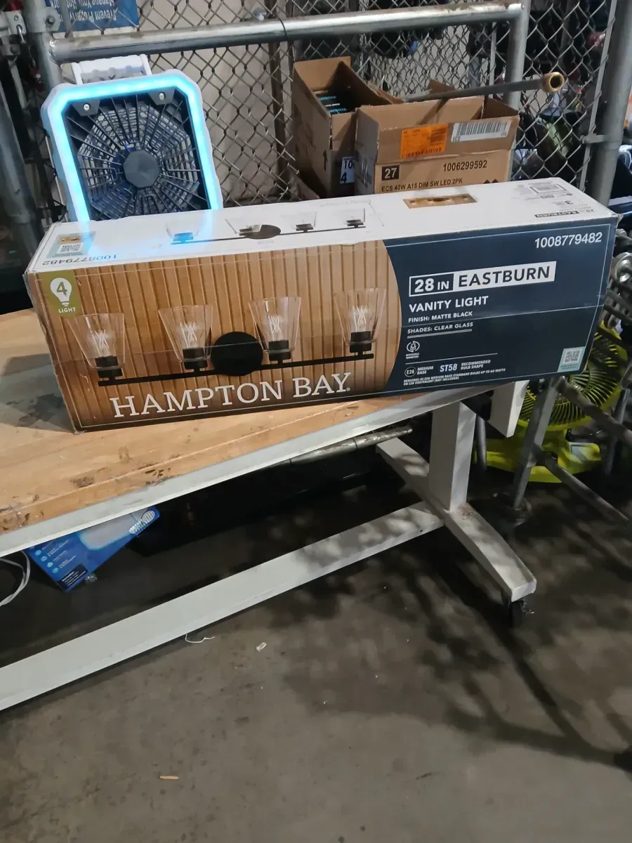 Eastburn 28.13 in. 4-Light Matte Black Vanity Light with Clear Glass Shades - image 3