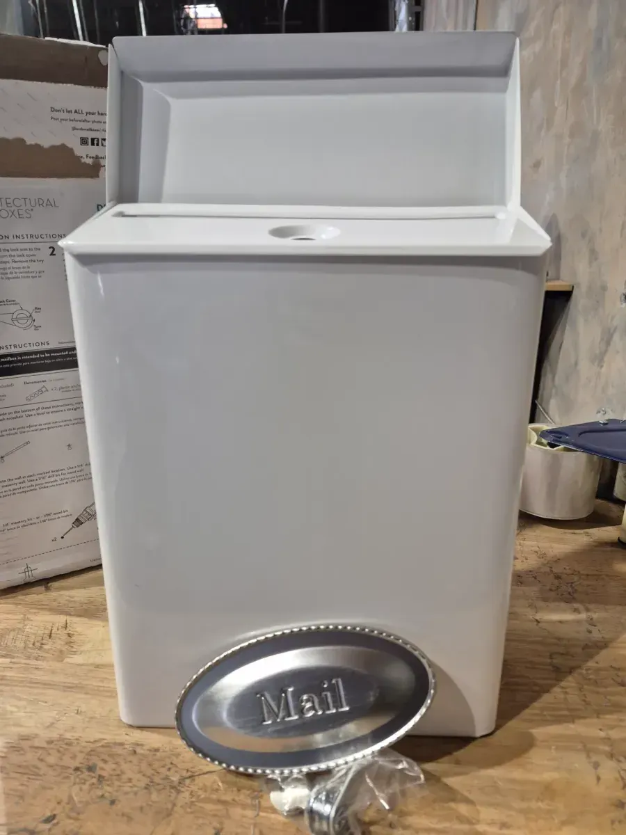 Designer White with Satin Nickel, Medium, Steel, Locking, Wall Mount Mailbox - image 4