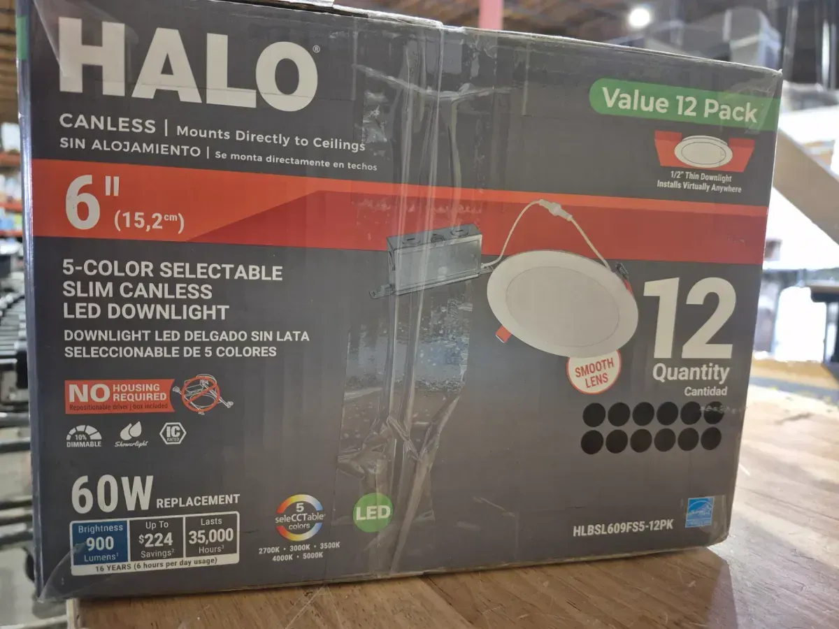 HLBSL 6 in. Can Less Integrated LED, 900 Lumens, 5CCT, White (12-Pack) - image 3