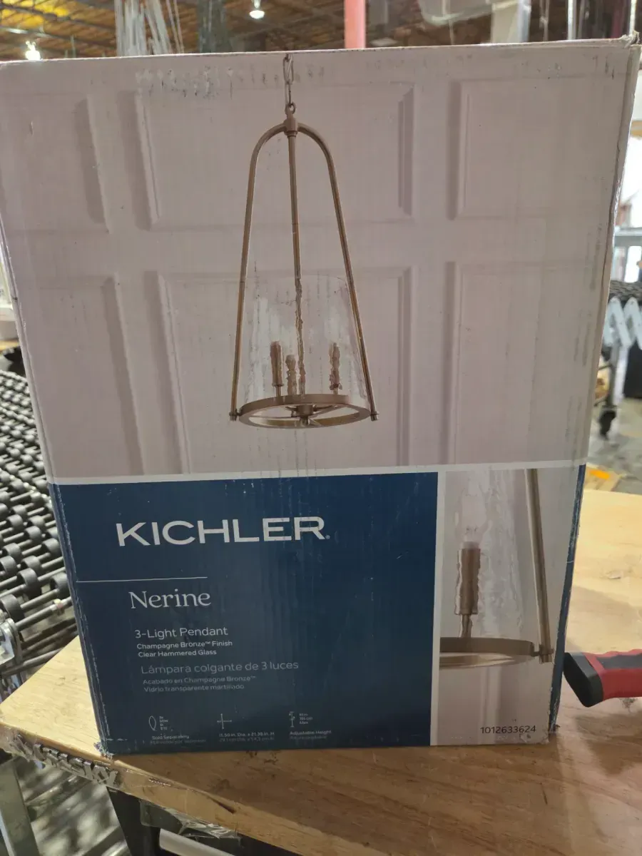 Nerine 3-Light Foyer Pendant with Hammered Glass in Champagne Bronze - image 4