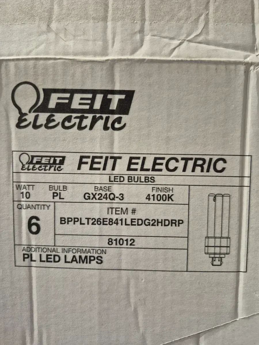 *** Box of 8 pieces*** 26-Watt Equivalent PL Tritube CFLNI 4-Pin Plug-In GX24Q-3 Base CFL Replacement LED Light Bulb, Cool White 4100K (1-Pack) - image 3