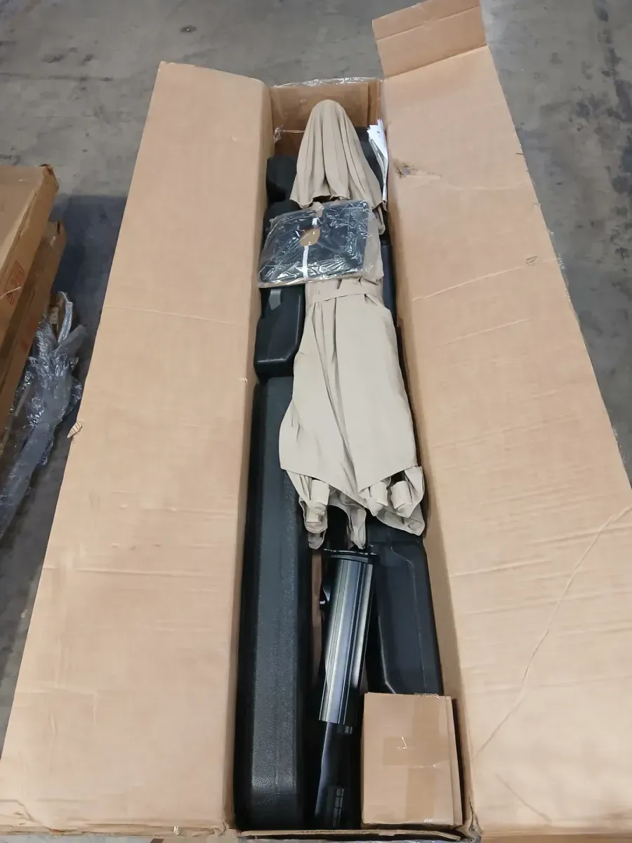 11 ft. Aluminum Cantilever Solar LED Offset Patio Umbrella in Putty Beige - image 3