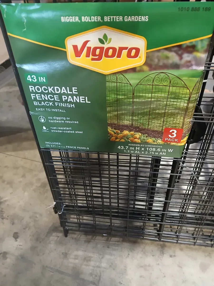 Rockdale 43.8 in. Black Steel Fence Panel (3-Pack) - image 2