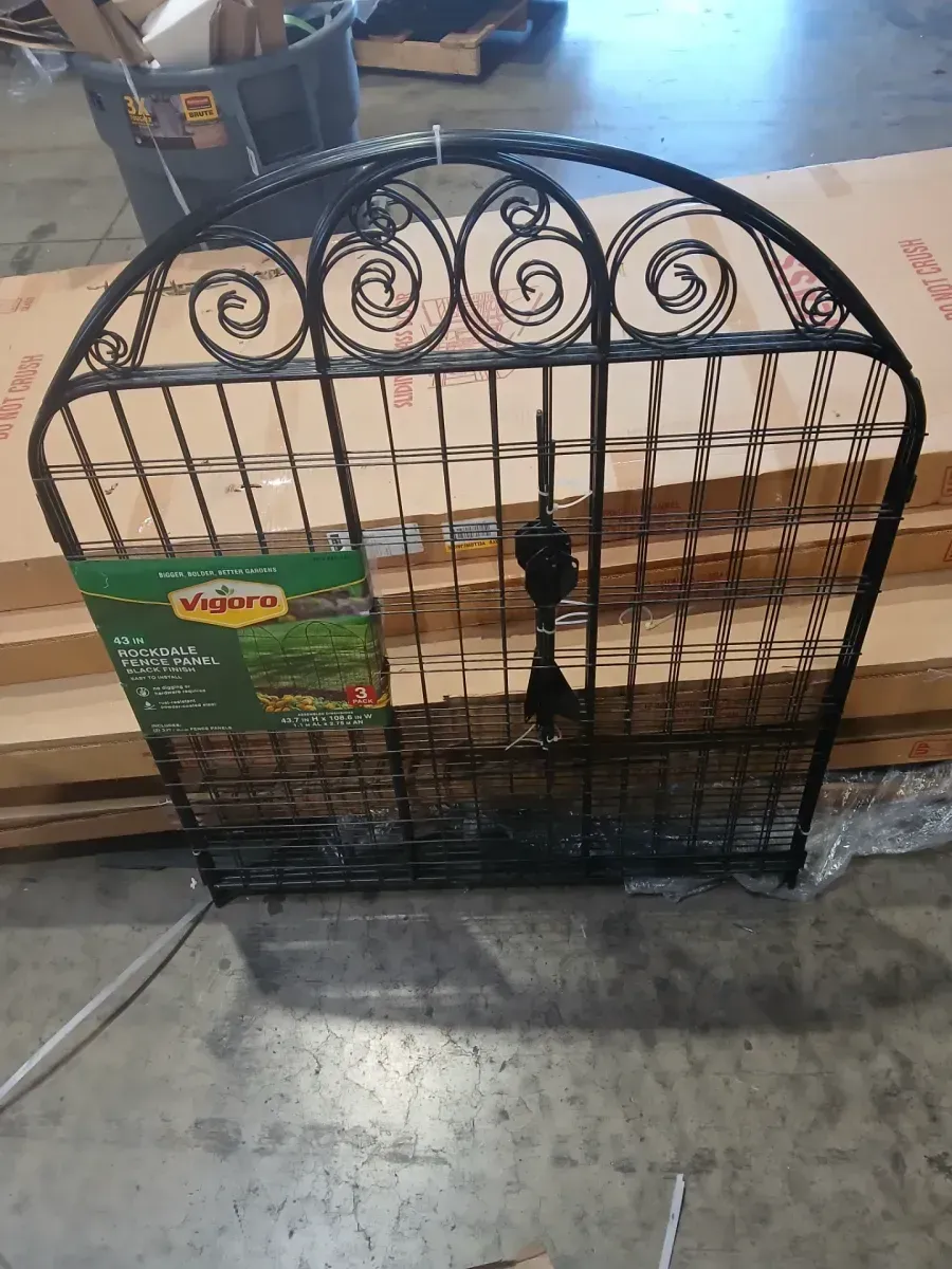 Rockdale 43.8 in. Black Steel Fence Panel (3-Pack) - image 3