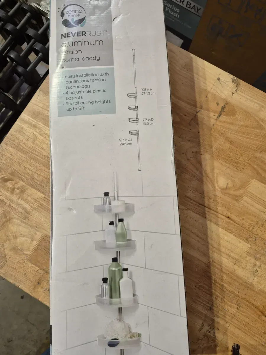 Tension Pole Rust Resistant Corner Shower Caddy in Satin Chrome - image 3