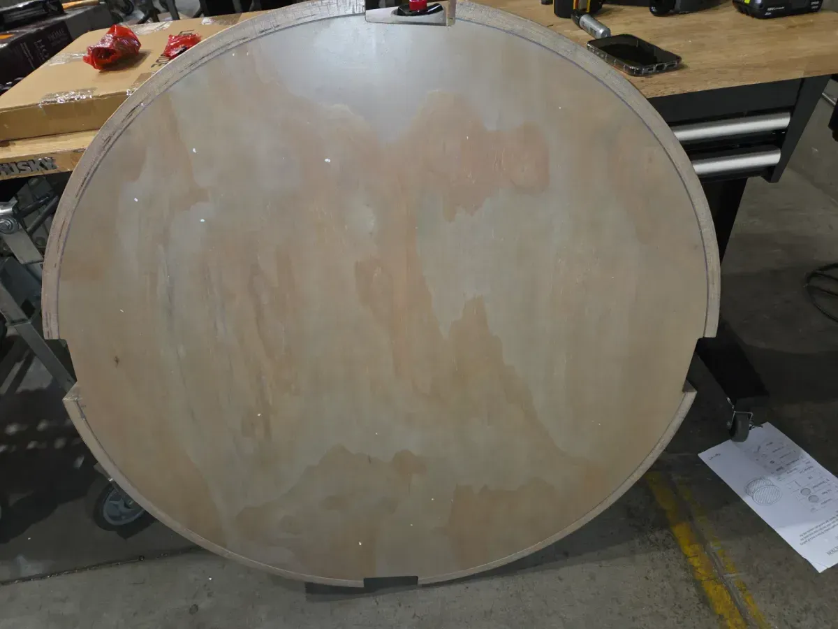 40 in. Large Curved 2 Tier Traditional Round Circle Wooden Center Coffee Table, Mid Century Rounded Table with Wheels - image 5