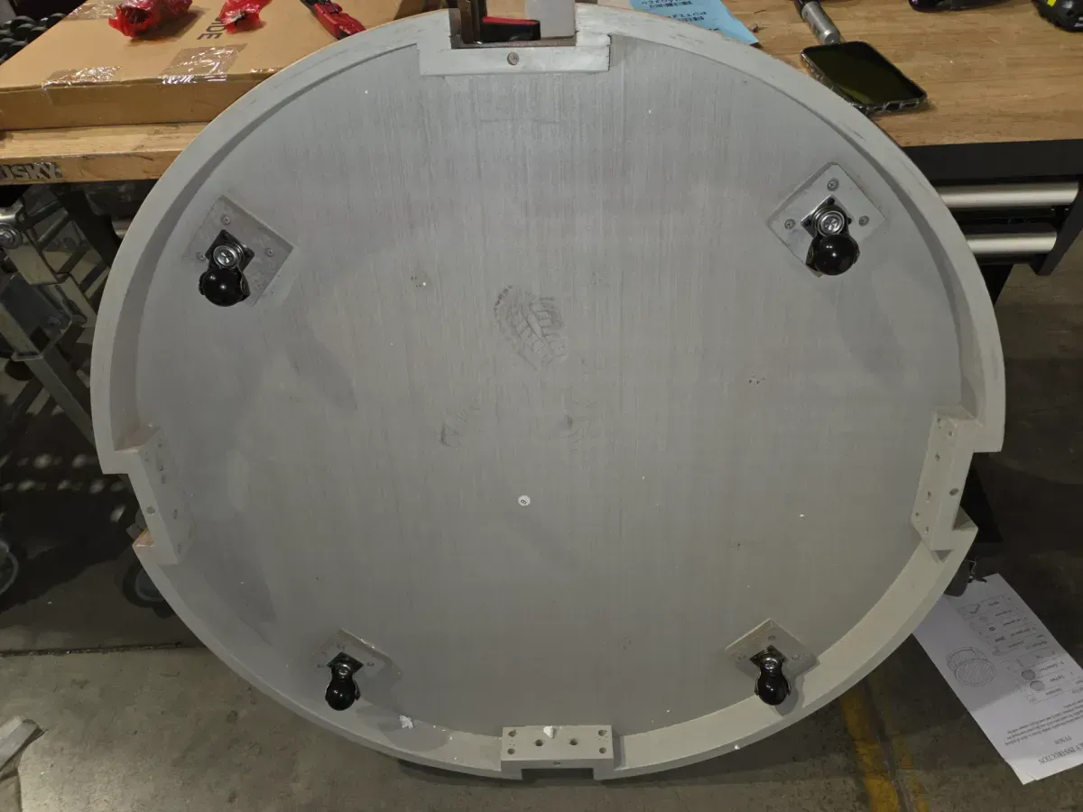 40 in. Large Curved 2 Tier Traditional Round Circle Wooden Center Coffee Table, Mid Century Rounded Table with Wheels - image 6