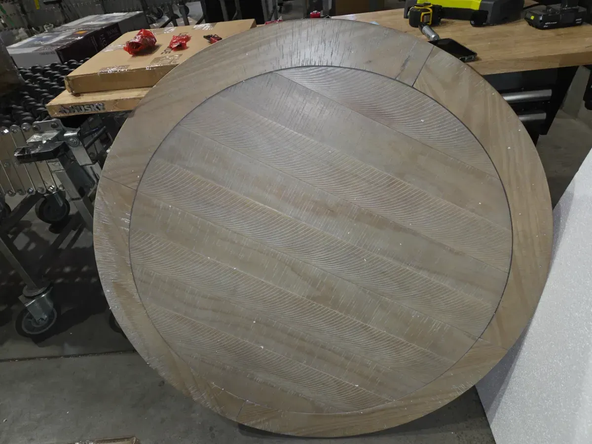 40 in. Large Curved 2 Tier Traditional Round Circle Wooden Center Coffee Table, Mid Century Rounded Table with Wheels - image 7