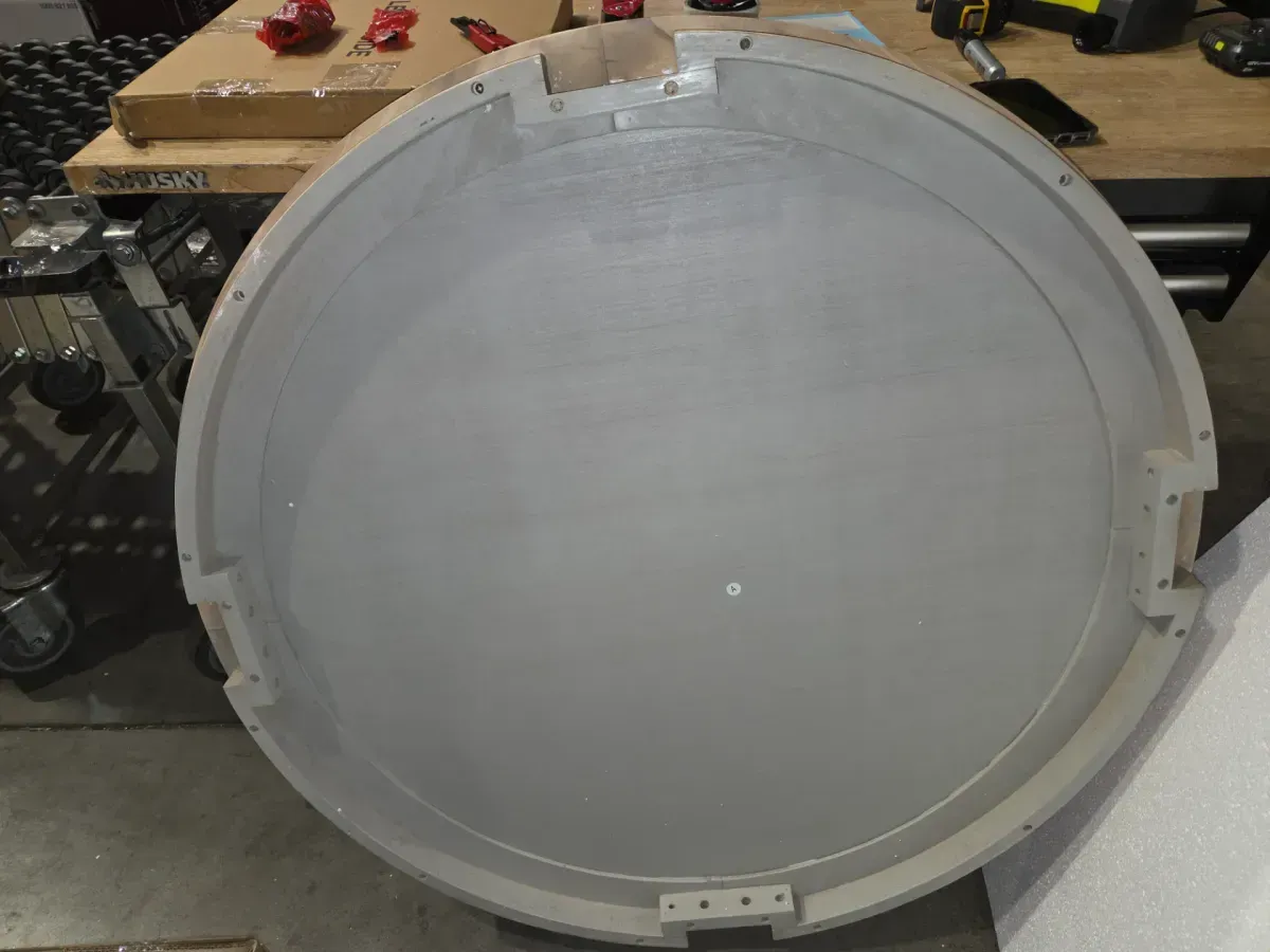 40 in. Large Curved 2 Tier Traditional Round Circle Wooden Center Coffee Table, Mid Century Rounded Table with Wheels - image 8