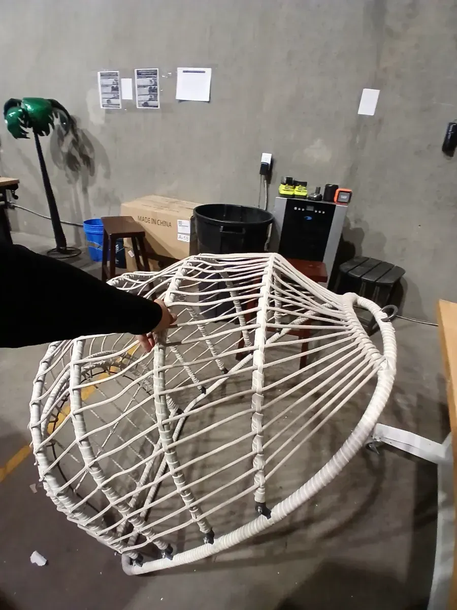 Wicker Outdoor Patio Swing Egg Hanging Chair with White Cushion - image 2