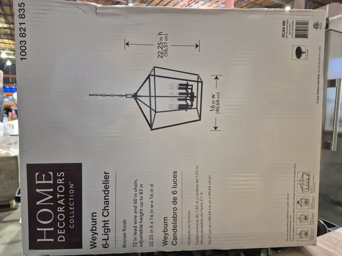 Weyburn 6-Light Bronze Farmhouse Chandelier Light Fixture with Caged Metal Shade - image 3